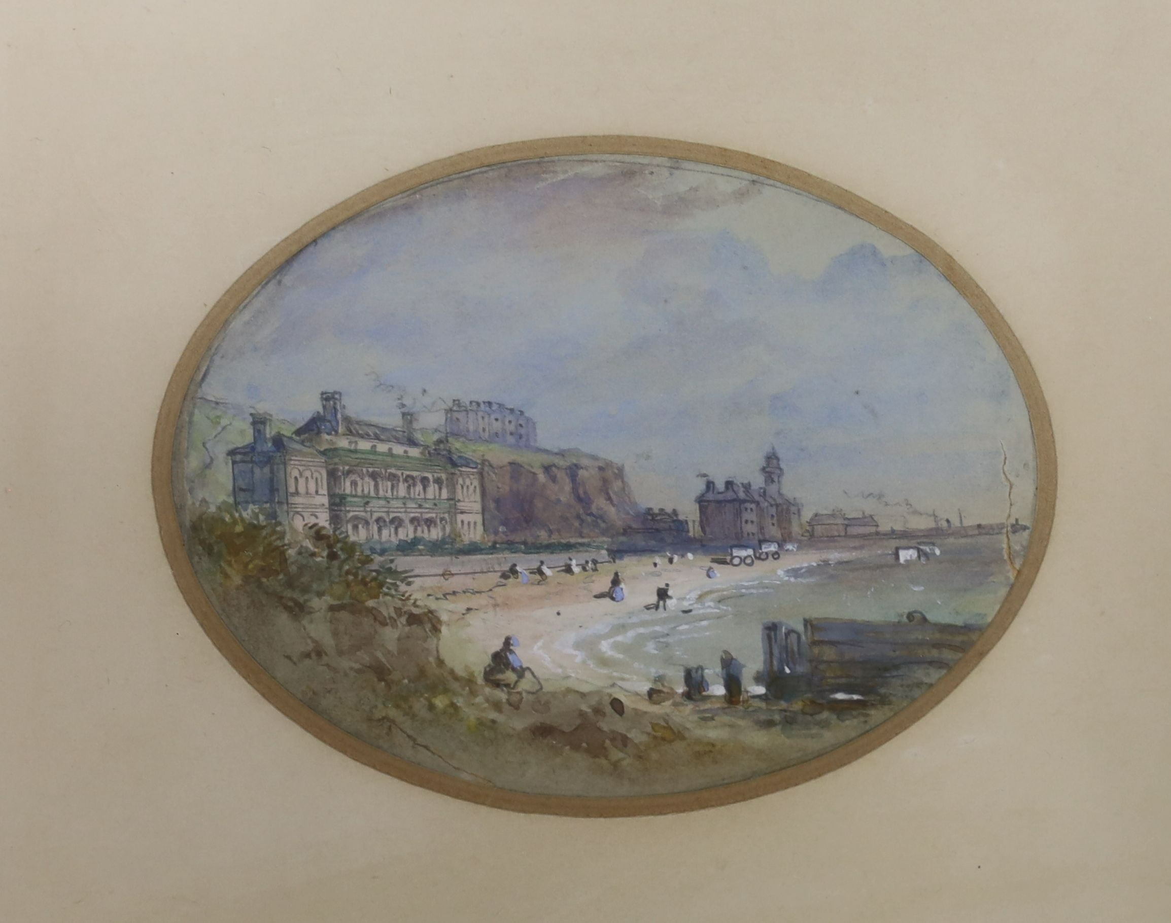 English school c.1880, bodycolour over pencil, four views of Dover and the coast, each 6 x 8cm